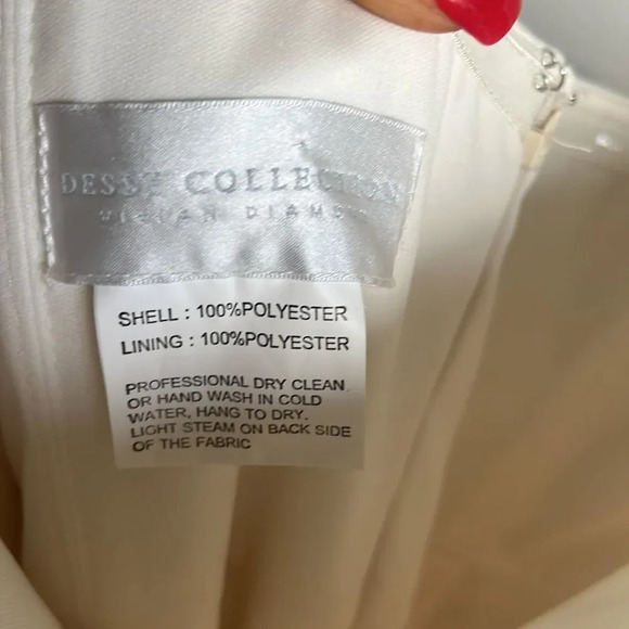 NEW Dessy Collection STRAPLESS NOTCH CREPE JUMPSUIT WITH POCKETS IN IVORY - Picture 6 of 10